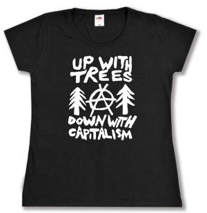 tailliertes T-Shirt: Up with Trees - Down with Capitalism