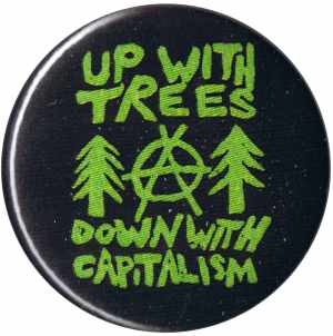 37mm Button: Up with Trees - Down with Capitalism