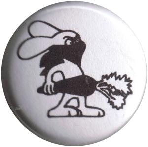 25mm Button: Vegan Rabbit - White