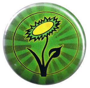 37mm Button: Vegane Blume