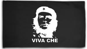 Fahne / Flagge (ca. 150x100cm): Viva Che Guevara (weiß/schwarz)