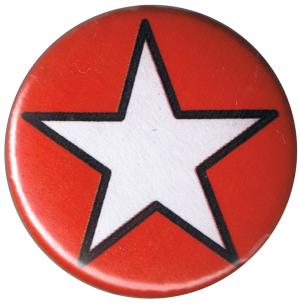 25mm Button: Weißer Stern (rot)