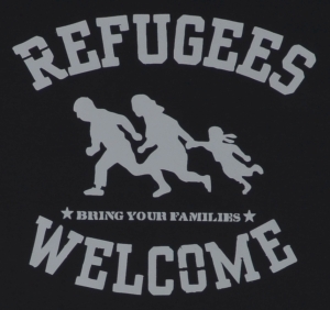 Refugees welcome (schwarz/grauer Druck)