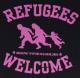 Zum tailliertes Tanktop "Refugees welcome (pink)" für 13,12 € gehen.