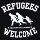 Zum taillierter Kapuzen-Pullover "Refugees welcome (weiß)" für 28,00 € gehen.