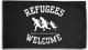 Zur Artikelseite von "Refugees welcome (weiß)", Fahne / Flagge (ca. 150x100cm) für 25,00 €