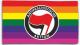 Zur Artikelseite von "Regenbogen (mit Antifaschistische Aktion (rot/schwarz))", Fahne / Flagge (ca. 150x100cm) für 25,00 €