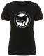 Zum/zur  tailliertes Fairtrade T-Shirt "Antifaschistische Aktion - hebräisch (schwarz/schwarz)" für 18,10 € gehen.