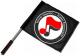 Zum/zur  Fahne / Flagge (ca. 40x35cm) "love music - hate fascism (Noten)" für 15,00 € gehen.