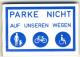 Zum Spucki / Schlecki / Papieraufkleber "Parke nicht auf unseren Wegen" für 1,00 € gehen.