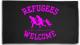 Zur Fahne / Flagge (ca. 150x100cm) "Refugees welcome (pink)" für 25,00 € gehen.