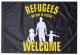 Zur Fahne / Flagge (ca. 150x100cm) "Refugees Welcome - schwarz" für 25,00 € gehen.