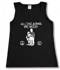 Zum tailliertes Tanktop "All the Arms we need" für 13,12 € gehen.