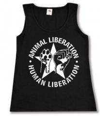 Zum tailliertes Tanktop "Animal Liberation - Human Liberation (mit Stern)" für 15,00 € gehen.
