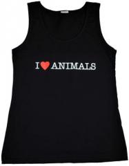 Zum tailliertes Tanktop "I love Animals" für 13,12 € gehen.
