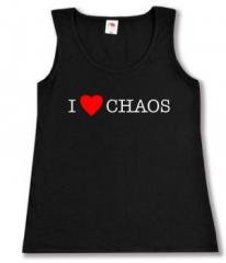Zum tailliertes Tanktop "I love Chaos" für 15,00 € gehen.