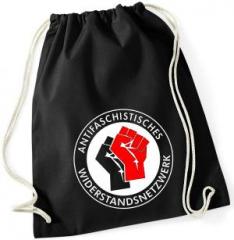 Zum Sportbeutel "Antifaschistisches Widerstandsnetzwerk - Fäuste (schwarz/rot)" für 10,00 € gehen.