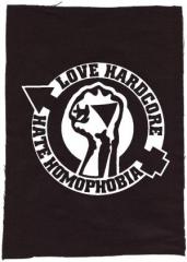 Zum Rückenaufnäher "Love Hardcore - Hate Homophobia" für 3,00 € gehen.