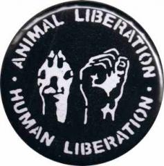 Zum 37mm Magnet-Button "Animal Liberation - Human Liberation" für 2,50 € gehen.