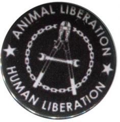 Zum 37mm Magnet-Button "Animal Liberation - Human Liberation (Zange)" für 2,50 € gehen.