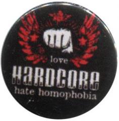 Zum 37mm Magnet-Button "mixed sexual arts love Hardcore - hate homophobia" für 2,50 € gehen.