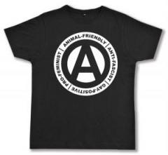 Zum Fairtrade T-Shirt "Animal-Friendly - Anti-Fascist - Gay Positive - Pro Feminist" für 18,10 € gehen.