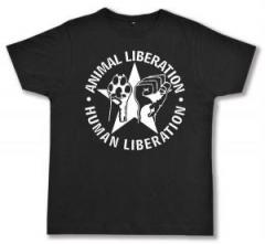 Zum Fairtrade T-Shirt "Animal Liberation - Human Liberation (mit Stern)" für 19,45 € gehen.