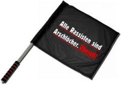 Zum/zur  Fahne / Flagge (ca. 40x35cm) "Alle Rassisten sind Arschlöcher. Überall." für 11,00 € gehen.