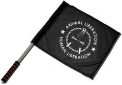 Zum/zur  Fahne / Flagge (ca. 40x35cm) "Animal Liberation - Human Liberation (Zange)" für 11,00 € gehen.