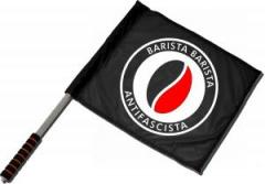 Zum/zur  Fahne / Flagge (ca. 40x35cm) "Barista Barista Antifascista (Bohne)" für 15,00 € gehen.
