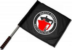 Zum/zur  Fahne / Flagge (ca. 40x35cm) "Barista Barista Antifascista (Moka)" für 15,00 € gehen.