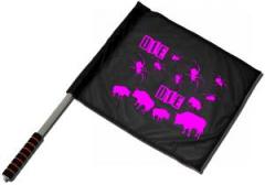 Zum/zur  Fahne / Flagge (ca. 40x35cm) "Die spinnen die Bullen (pink)" für 11,00 € gehen.