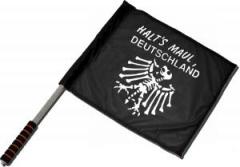 Zum/zur  Fahne / Flagge (ca. 40x35cm) "Halt's Maul Deutschland (weiß)" für 11,00 € gehen.
