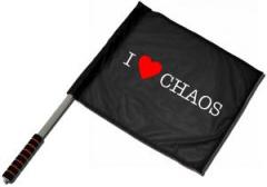 Zum/zur  Fahne / Flagge (ca. 40x35cm) "I love Chaos" für 11,00 € gehen.