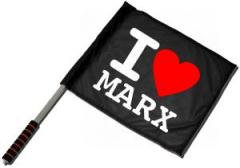 Zum/zur  Fahne / Flagge (ca. 40x35cm) "I love Marx" für 11,00 € gehen.