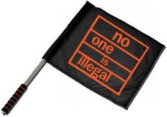 Zum/zur  Fahne / Flagge (ca. 40x35cm) "no one is illegal" für 15,00 € gehen.