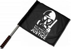 Zum/zur  Fahne / Flagge (ca. 40x35cm) "Too many Cops - Too little Justice" für 11,00 € gehen.