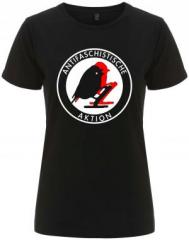 Zum/zur  tailliertes Fairtrade T-Shirt "Antifaschistische Aktion - Vögel" für 18,10 € gehen.