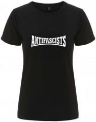 Zum/zur  tailliertes Fairtrade T-Shirt "Antifascists" für 18,10 € gehen.