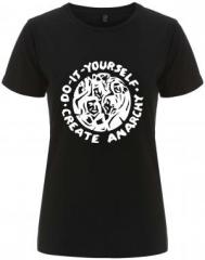 Zum/zur  tailliertes Fairtrade T-Shirt "do it yourself - create anarchy" für 18,10 € gehen.