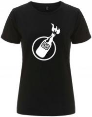 Zum tailliertes Fairtrade T-Shirt "Don't try to break us - we'll explode" für 18,10 € gehen.