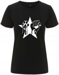 Zum/zur  tailliertes Fairtrade T-Shirt "Faust und Pfote - Stern" für 18,10 € gehen.