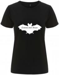 Zum/zur  tailliertes Fairtrade T-Shirt "Fledermaus - schwarz statt braun" für 18,10 € gehen.