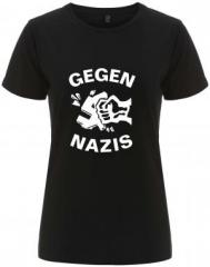 Zum/zur  tailliertes Fairtrade T-Shirt "Gegen Nazis" für 18,10 € gehen.