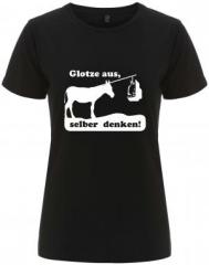 Zum/zur  tailliertes Fairtrade T-Shirt "Glotze aus, selber denken!" für 18,10 € gehen.