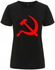 Zum/zur  tailliertes Fairtrade T-Shirt "Hammer und Sichel" für 18,10 € gehen.