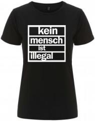 Zum/zur  tailliertes Fairtrade T-Shirt "kein mensch ist illegal" für 18,10 € gehen.