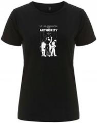 Zum/zur  tailliertes Fairtrade T-Shirt "Let´s cut ourselves free from authority" für 18,10 € gehen.