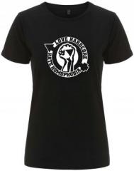 Zum/zur  tailliertes Fairtrade T-Shirt "Love Hardcore - Hate Homophobia" für 18,10 € gehen.