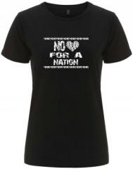 Zum/zur  tailliertes Fairtrade T-Shirt "No heart for a nation" für 18,10 € gehen.
